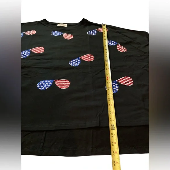 Fantastic Fawn patriotic sequin sunnies graphic tee oversized L - Picture 8 of 11